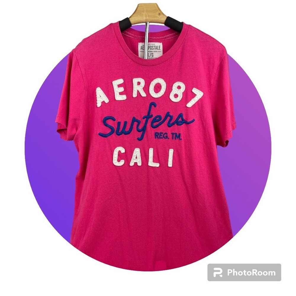 Aeropostale  Women's Aero 87 Surfers Cali Size L Shirt Pink C 22 in L 29‎ in